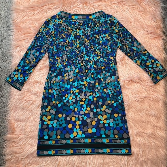 BCBGMaxAzria Women's‎ Size Small Dress Blue Black Polka Dot A-Line Key Hole - Picture 3 of 8